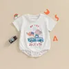 Abbigliamento set 4 luglio BAMBINO Girl Outfit nato 4 ° pagliaccio a manicotto Shirt American Bandiera American