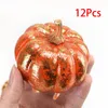 Fleurs décoratives 12pcs Pumpkins artificiels Mini simulation Modèle de citrouille pour Halloween Table Toppiece Piece d'automne Automne Saison d'automne