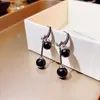 Other Temperament Retro Black Pearl Ball Drop Earrings for Women Luxury Design Elegant Crystal Dangle Earring Goth Jewelry pendientes 240419