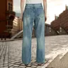 Women's Jeans Vintage Wide Leg Temperament Mid Waist Cropped Denim Pants Korean Casual With Pockets Sweatpants For Women 2024
