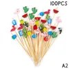 Forks 50/100pcs dispensáveis espetos de bambu de bambão picks buffet frutas cupcake stick sticks tabela de decoração de tabela de suprimentos