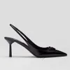 Sandales triangulaires de luxe Sandales en cuir pointues élégantes High Heels pour femmes robe de mariée noir