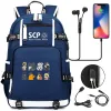 Bags Scp Foundation Backpack Black Bookbag Cartoon School Bags for Teenage Kids Scp Travel Bagpack Usb Laptop Shoulder Bags