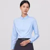 Kvinnors blusar lilla strech smal passande långärmad blusskjorta utan fickor rynkafri bekväm kontors dam solid klänning skjortor