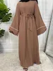 Vêtements ethniques noirs islamiques Abayas Summer Nida Robe décontractée Femme musulmane Modesty Robe Ramadan Kimono Dubai Robes longues pour femmes 2023 D240419