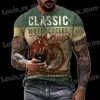 T-shirty męskie 2022 Summer Vintage Mens T Shirt 3D Retro Motorcycle Oversizesed Tshirts dla mężczyzn Ubrania Biker T-shirts Motor TS TOPS T240419