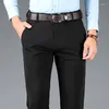 Men's Pants Spring Suit Black Smart Casual Navy Blue Grey Elastic Business Formal Straight Long Trousers