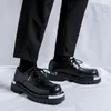Повседневная платформа для обуви Человек Япония Хараджуку Корейская металлическая мода черная деловая свадебная кожаная обувь мужчина уличная одежда груз
