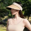 Summer Big Eaves Grass Weaving Empty Top for Women's New Travel UV Sunscreen Hat