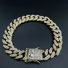 Kedja högkvalitativ 51g hiphop full aaa sten bling is ut pana mens armband miami kubanska länk kedja armband för män smycken d240419