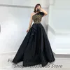 Robes de fête huitale balck une ligne une épaule perles d'or