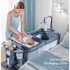 Portable Baby Bassinet Bedside Crib Pack and Play with Diaper Changing Table, Music Mobile, and Sheet - Large Playard for Newborn to Toddler