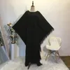 Vêtements ethniques mode plumes abaya dubai robe décontracté femme caftan islam vêtements dinde kaftan musulman batwing mandeve à lacets robes pour