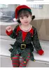 Rok Elf Costume for Kids Green Santa Claus Set z kapeluszem dzieci fantazyjne świąteczne sukienki na imprezę