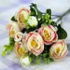 装飾的な花2PCS 30cmローズピンクシルクブーケペオン人工9ビッグヘッド花嫁ウェディングホームデコレーション偽物