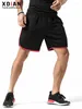 Calça masculina malha de fitness respirável executando shorts de treinamento para desgaste externo