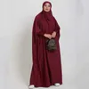 Vêtements ethniques Ramadan Robe musulmane One Piece Cinch Sleeve Long Robe prière Hijab Robe Jilbab Femmes Hooded Abaya Niqab Islam Dubai Plain Robe D240419