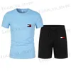 Testros masculinos novos esportes de pesca curtos de verão para masculino Camiseta casual+shorts conjunto de 2 peças T240419