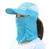 Berets Neck Protection For Men Silk Scarf UV Outdoor Cap Mask Sunscreen Veil Anti-uv Face Cover Ma M2I4