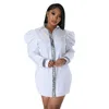 Casual Dresses 2024 High-end Young Sweet Office Lady Shirt Dress Full Sleeve High Waist Women Short Pencil
