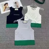 Summer Thin Knit Camisole Womens Designer Embroidery Knit Sleeveless Crop Tops Slim Sports Camisole
