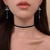 Andere coole Strass -Zirkon -Kreuzohrringe für Frauen koreanische Mode Lange Quasten Ohrring Girls Daily Birthday Party Y2K Schmuckgeschenke 240419