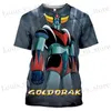 Мужские футболки Summer Goldorak Футболки аниме Robot Robot Grendizer 3D Print Strtwear Мужчины женщины повседневная мода негабаритная футболка Kids TS Tops T240419