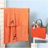 Towel Three-Piece Orange Annual Meeting Gifts Embroidered Company Employee S Wedding Favors Drop Delivery Dhopy