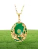 14kゴールドネックレスメスのための贅沢なコルガンテDE 925 Mujer Green Jade Emerald Pendant Topaz Gemstone Necklaces CX26327564