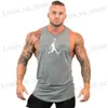 Herr t-shirts nya bodybuilding sportiga tank tops män gym