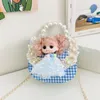 Cute Cartoon Childrens Shoulder Bag Little Princess Pearl Handle Handbag Baby Girls Doll Crossbody Bags Kids Small Coin Purse 240418