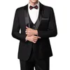 Costumes masculins 2024 Châle noir revers officiel Mariage formel Elegant Men Groom Tuxedo Prom Slim Fit Blazer Hombre High Quality Custom 3 Pieces Set