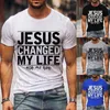 Męskie koszulki Męskie T-Koszulka Fashne Jezus Zmieniło moje życie Zapytaj mnie, jak litera drukująca tara chrześcijańska Jezus graficzna tara unisex casual t240419