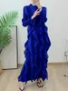 Casual Dresses Egrm Fashion Pleated Maxi Dress Solid O-Neck Full Sleid Slim A-Line For Women 2024 Middle East S 6RG27196