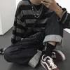 Kadın Tişörtleri Sonbahar Çizgili Bluz Uzun Kollu Çift Büyük Boy T-Shirt Gotik Teen Tops Harajuku Grunge Tee Casual Women Street Giyim