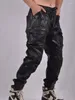 Męskie spodnie gotyckie męskie jasne, swobodne długie spodnie jesienne motocykl motocyklowy multi kieszenie ładunek luźne fit elastyczne cięcie butów