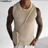 Débardeur masculin Incerun 2024 Casual Owck Mesh respirant Mesh élégant couleur masculine bien ajusté gilets sans manches S-5xl