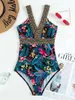 Frauen Badebekleidung 2024 V-Ausschnitt Badeanzug ein Stück schwarze sexy Frauen baden Schwimmanzug weiblich gepolstert Monokini Sommer Beachwear Bodysuit