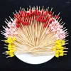 FORCHI FORCHIO 100PCS 12 cm Sticchi di frutta in bambù usa e getta Insalata Snack Fork Decorazione Cocktail Decorazione Torta Tabocchettoni