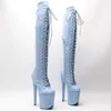 Dance Shoes Auman Ale 20cm/8 pollici in pelle scamosciata Testa tondo superiore sexy Exotic High Platform Platform Women Boots Pole 012