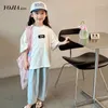 Pantalones pantalones de niñas 2024 estilo coreano verano todos coinciden de moda pierna recta anti mosquito color sólido ropa para niños