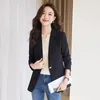 Costumes pour femmes à café haut de gamme veste dames blazer tops 2024 torse de loisir au printemps 1 bouton slim casaco féminino