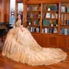 Perle perle perle Quinceanera si veste dalle applicazioni in pizzo spalla Sweet 15 da ballo in corsetto posteriore Princess Vestidos de Quinceanera