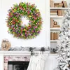 Fleurs décoratives Garland Gift Plastic Farmhouse Couronne colorée artificielle Eucalyptus Leaf Simulation de décoration d'été printemps