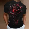 Camisetas para hombres Fashion Mens Camiseta 3D Flower estampado Copas cortas de lve strt Camiseta Rose Camiseta Strtwear