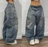 JNCO RETRO JEANS Y2K Harajuku High Street Hip Hop Pocket Jeans solto para homens e mulheres Cantura alta gótica Denim calças de jeans 240415