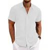 Chemises décontractées pour hommes Mode 2024 Coton à manches courtes Tops Tee Summer Cardigan Bineau Single Breasted for Men