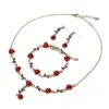 Orecchini di collana set 1 Donne rosa in stile francese Regalo a catena dorata regolabile Bracciale rosso Bracciale Kit di gioielli Accessori per gioielli