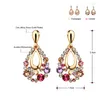 Dangle Earrings Neoglory Austria Rhinestone Long Water Drop Style Colorful Design Party Gift Trendy Classic Rose Gold Color Holiday