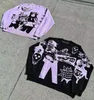 Мужские рубашки T2K Готический свитер Женщины Женщины Хараджуку негабаритная толстовка мужская аниме -шило